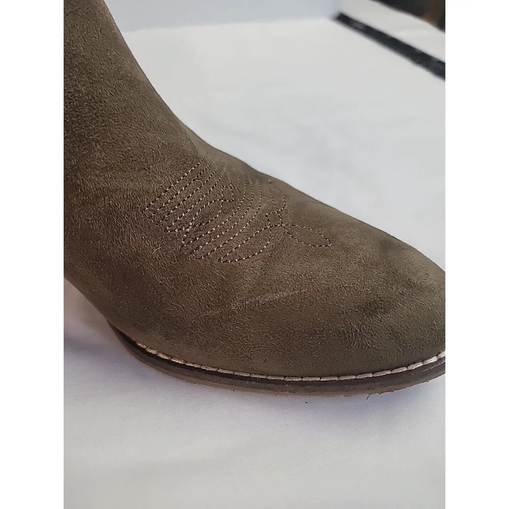 Dolce Vita Silma Western-inspired Brown Suede Ankle Bootie/Side Zip US 9.5 Women
